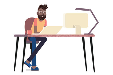 Fototapeta premium Man work at home office