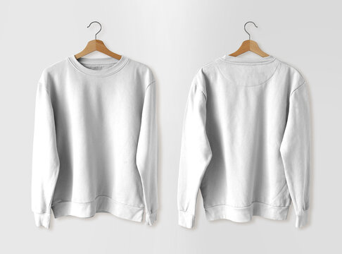 Mockup of empty male sweatshirt for presentation of design and print, front view. Heather textile template with place for logo and pattern. Pullover isolated on a white background.