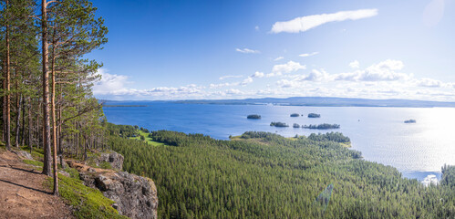 A panoramic view of the lake Storuman Luspen in Sami in the Swedish Lapland 