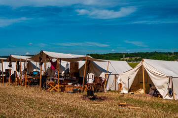 Fototapeta na wymiar Federal Camp At 150th Gettysburg Reenactment, July 2013