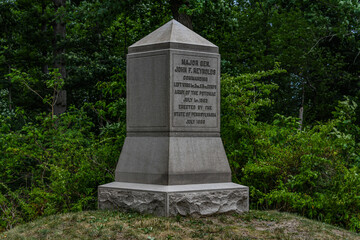 Fototapeta na wymiar Monument to Major General John F Reynolds, Gettysburg National Military Park, Pennsylvania USA