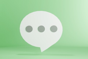 3D simple and modern chat bubbles icon isolated on green background 