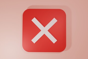 Obraz premium 3D simple and modern false, wrong answer icon isolated on white background 