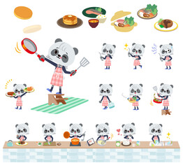 Obraz na płótnie Canvas 料理に関するパンダの女の子のセット