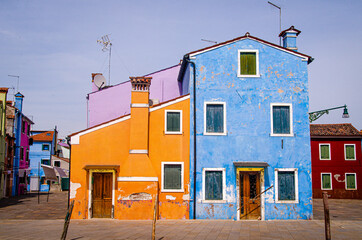 Colorful houses in Bruno, Venice, Italy