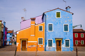 Fototapeta na wymiar Colorful houses in Bruno, Venice, Italy
