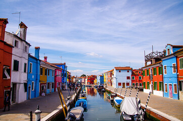 Fototapeta na wymiar Colorful houses in Bruno, Venice, Italy
