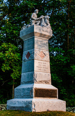 Obraz premium Monument to The 17th Maine Volunteer Infantry Regiment at Sunset, Gettysburg National Military Park, Pennsylvania USA