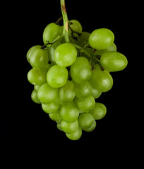 A bunch of grapes, white filling, with large sponges, on a black background in isolation