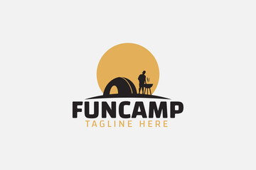 Fun camp logo vector graphic for any business especially for outdoor activity, holiday, trip, travelling, sport, adventure, etc.