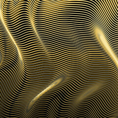 Abstract gold wavy lines background