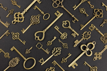 isolated vintage old golden and bronze key