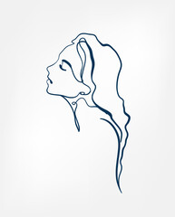 dream hair girl line art single line isolated vector illustration abstract
