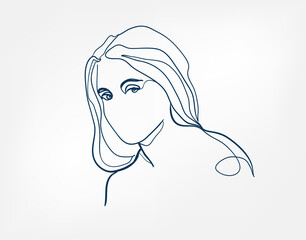 dream hair girl line art single line isolated vector illustration abstract