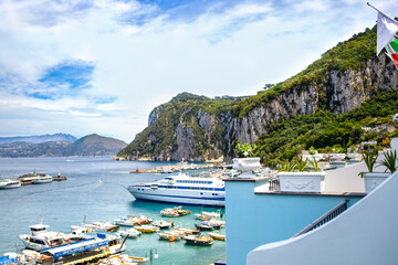 Fototapeta premium Morning light in the marina of a European Island