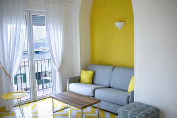 Elegant hotel room. European and Italian architecture