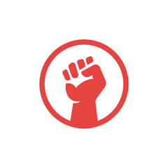 Obraz premium Revolution Protest Raised Fist Symbol. Web Icon Logo Template Design Element.