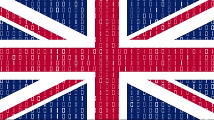Union Jack flag with binary code for today's digital age - Powered by Adobe