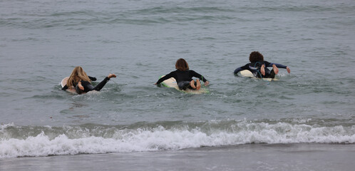 kids surfing, California
