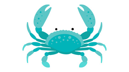 Sea Crab. Green cartoon Crab with claws. Abstract vector illustration of oceanic creature. Turquoise color. Modern illustration of sea animal.