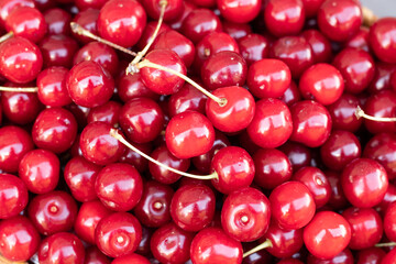ripe red cherries, cherry background of berries.