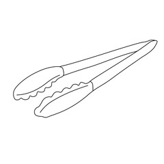 Meat tongs vector stock illustration. Serving kitchen tongs. Isolated on a white background.