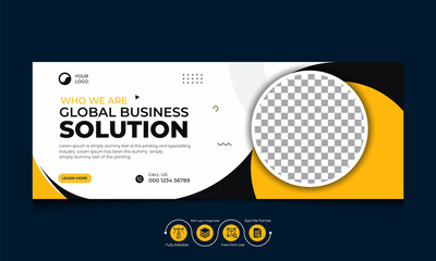 Corporate business agency web banner digital marketing agency social media facebook cover photo design with creative shape template