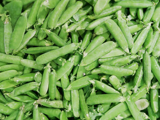 Lots of pea pods to be sold in market 