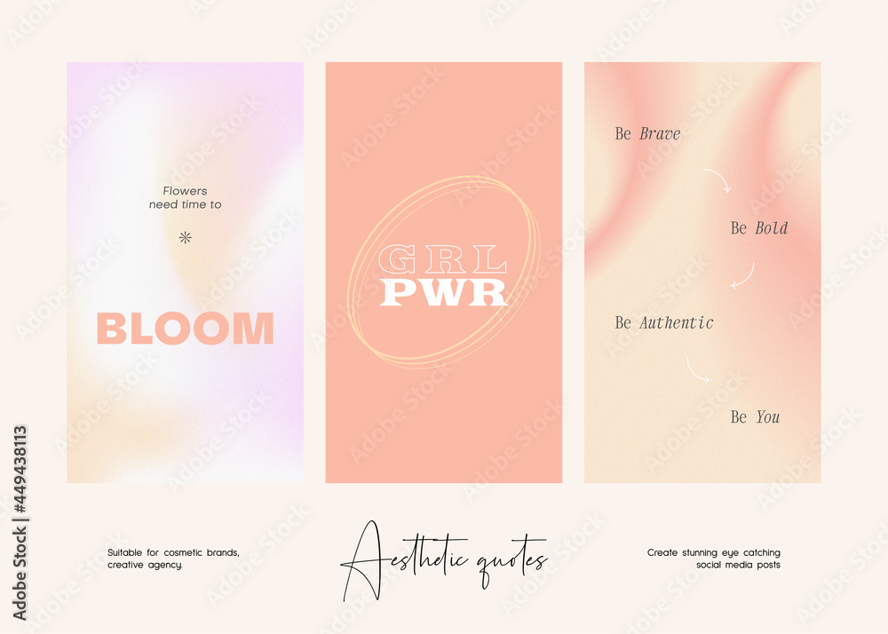 Poster Social media story gradient aesthetic quotes template collection