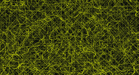 Yellow chaotic lines background. Hand drawn lines. Tangled chaotic pattern. Vector illustration.
