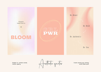 Social media story gradient aesthetic quotes template collection