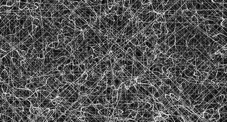 White chaotic lines background. Hand drawn lines. Tangled chaotic pattern. Vector illustration.