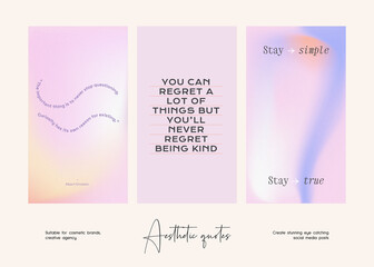Social media story gradient aesthetic quotes template collection