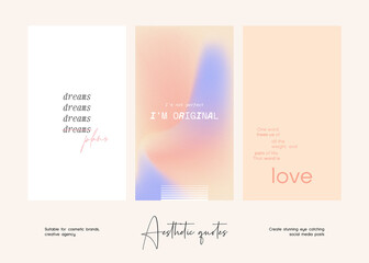Social media story gradient aesthetic quotes template collection