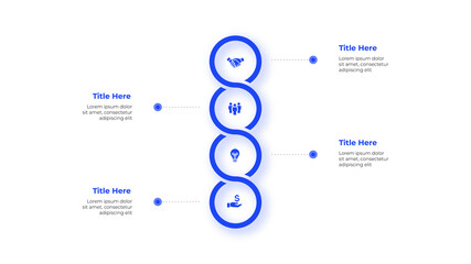 Four circle elements in vertical row for infographic and presentation. Concept of 4 steps of business development process