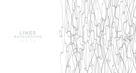 Black chaotic lines background. Hand drawn lines. Tangled chaotic pattern. Vector illustration.