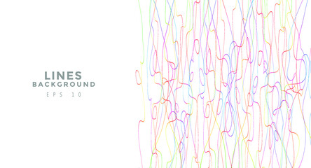 Colorful chaotic lines background. Hand drawn lines. Tangled chaotic pattern. Vector illustration.