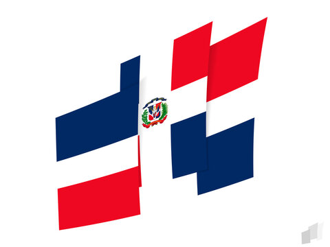 Dominican Republic flag in an abstract ripped design. Modern design of the Dominican Republic flag.