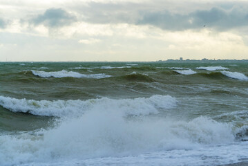 Big waves on the Black Sea. A storm off the coast of Yevpatoria .Crimea.