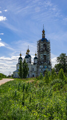 Fototapeta na wymiar landscape rural orthodox church