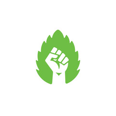 Green Revolution Eco Fist Symbol. Web Icon Logo Template Design Element.