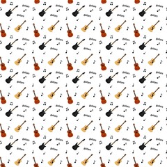 Vector pattern of guitars and notes.
