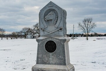 Fototapeta premium Monument to the 1st Maryland Cavalry Regiment, East Cavalry Field, Gettysburg National Military Park, Pennsylvania, USA