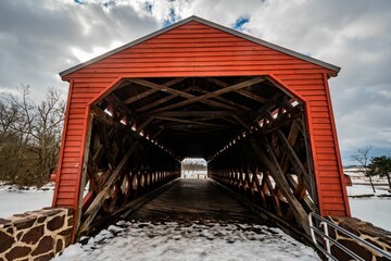 A Blustery Day at Sachs Covered Bridge, Adams County, Pennsylvania, USA