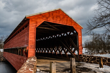 Haunted Sachs Covered Bridge in Winter, Adams County, Pennsylvania, USA