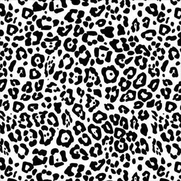 Abstract animal skin leopard seamless pattern design. Jaguar, leopard, cheetah, panther fur. Black and white seamless camouflage background. Abstract exotic jungle texture. Repeat design for decor.