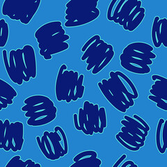 Fototapeta premium seamless abstract pattern with the image of spiral lines in the form of doodles in blue shades for prints on fabrics, packaging, clothing, as well as for interior decoration, cards and covers
