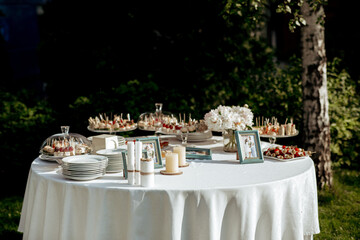 wedding buffet with snacks for the young in a beautiful location