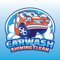 Carwash Cartoon Mascot Logo Design