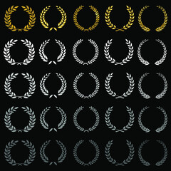 Laurel wreath gold collection in black background with vector png eps